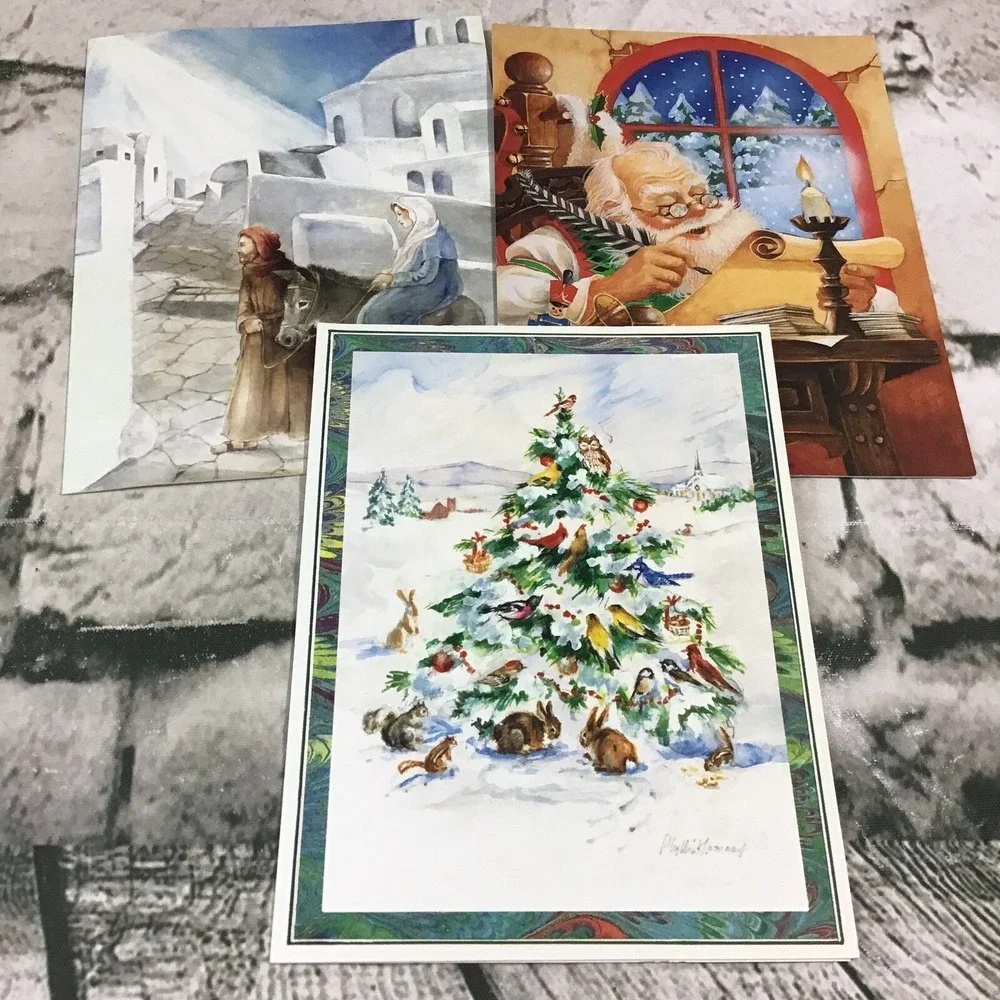 Christmas Cards Assorted Lot Of 10 All Different Seasons Greetings W/ Envelopes